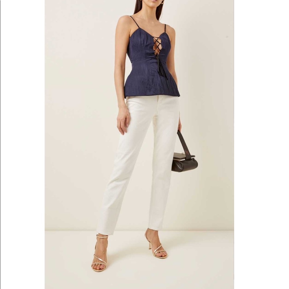 Brock Collection Tie-Detailed Peplum Crinkled Top